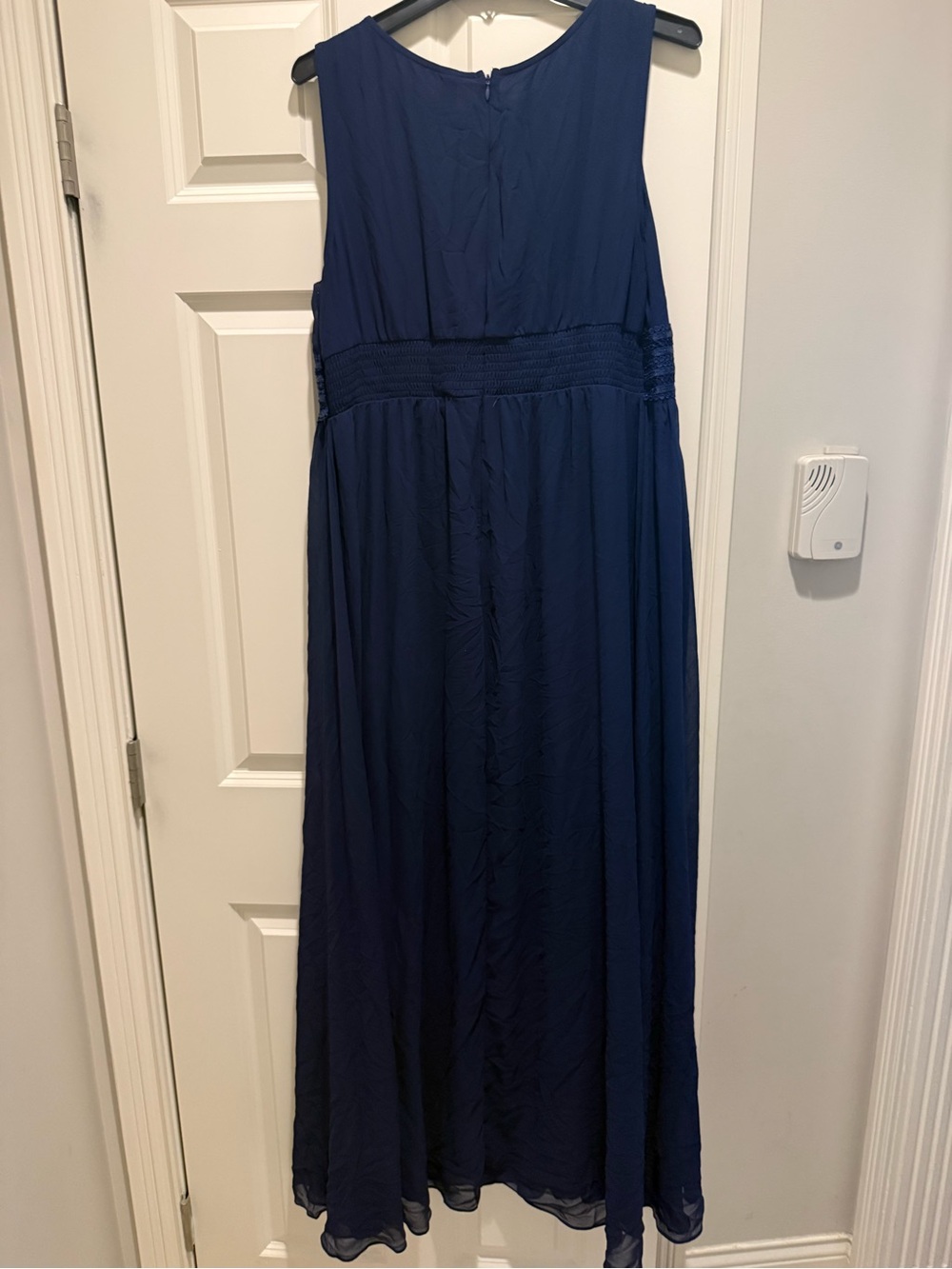 Amazon Navy Sleeveless Chiffon Prom Gown with Sequin Waistband - Picture 7 of 8